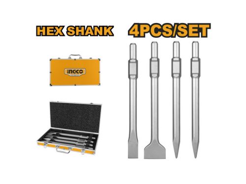 INGCO Vésőszár készlet 4 részes HEX