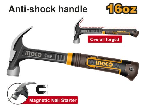 INGCO Ácskalapács 450 g könnyített mágneses