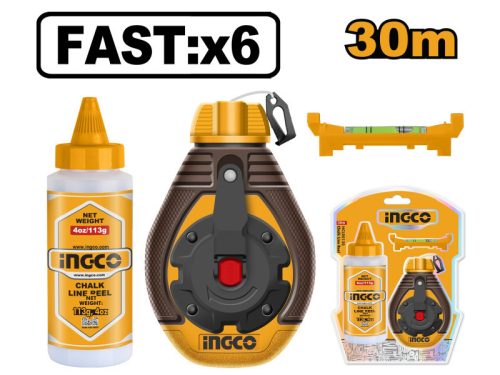 INGCO Festőzsinór készlet 2 részes 30 m (műanyag házas zsinór + kék festék)