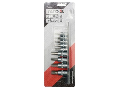 YATO Bit dugókulcs készlet 9 részes Imbusz 1/4", 3/8" CrV