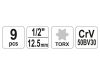 YATO Dugókulcs készlet 9 részes külső Torx 1/2" E10-E24 CrV