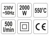 YATO Hőlégfúvó + tartozékok 550 °C 2000 W