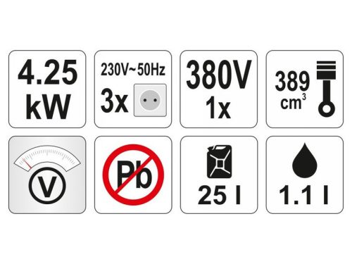 YATO Áramfejlesztő 5500 W 389 cm3