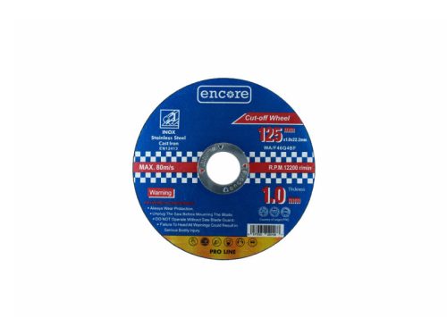 ENCORE Vágókorong fémre 125 x 1,0 x 22,23 mm INOX vödrös kiszerelés (50 db)