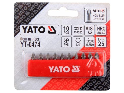 YATO Bithegy készlet 10 részes PH1 25 mm