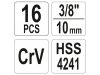 YATO Sérült izzítógyertya kiszedő készlet 16 részes 3/8" CrV