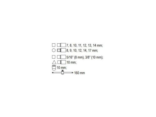 YATO Olajleeresztő kulcs készlet 18 részes 5/16"-3/8", 8 mm,10 mm, 7-14 mm, 10 mm, 8-17 mm 3/8" C