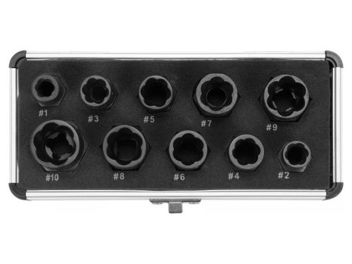 YATO Törtcsavarfej leszedő készlet 10 részes 3/8" 9-19 mm