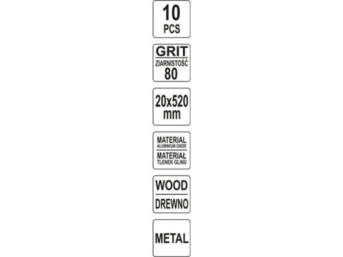 YATO Csiszolószalag 520 x 20 mm P80 (10 db)