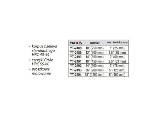 YATO Egykezes csőfogó 1" 250 mm