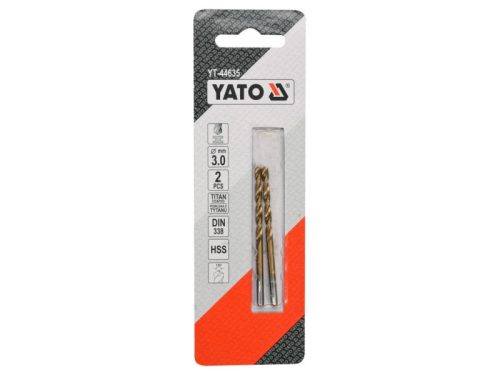 YATO Csigafúró 3,0 x 61/33 mm HSS-TiN (2 db)