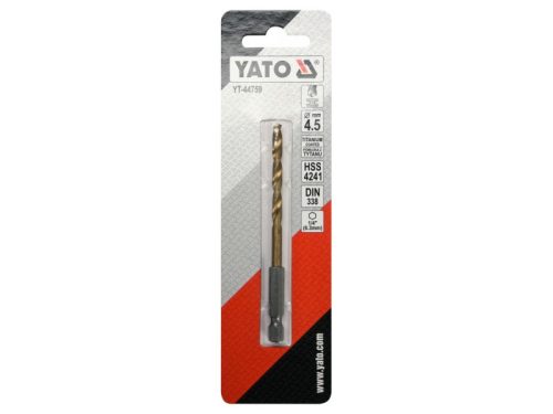 YATO Csigafúró 4,5 x 100/47 mm HSS-TiN bit befogású