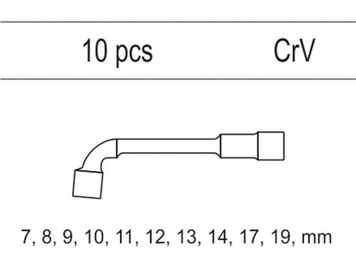 YATO Pipakulcs készlet 10 részes 7-19 mm CrV (fiókbetét)