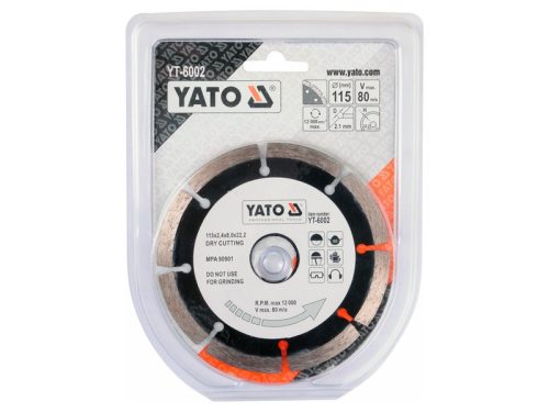 YATO Gyémánt vágókorong 115 x 2,1 x 8,0 x 22,2 mm szegmentált
