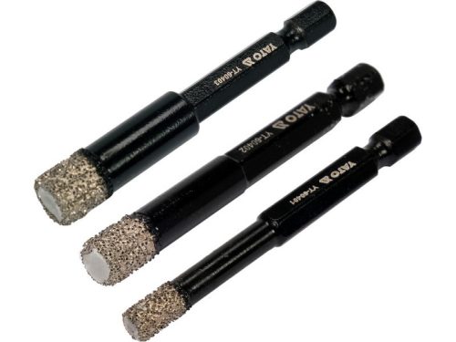 YATO Gyémánt körkivágó készlet 3 részes 6, 8, 10 mm vizes/száraz bitbefogású