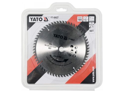 YATO Fűrésztárcsa PVC-hez 185 x 20 x 1,5 mm / 60T