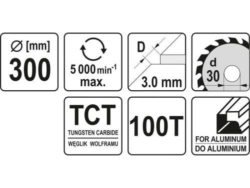 YATO Fűrésztárcsa alumíniumhoz 300 x 30 x 2,2 mm / 100T