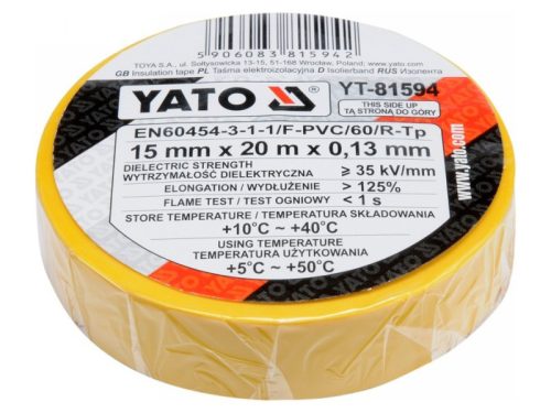 YATO Szigetelőszalag 15 x 0,13 mm x 20 m fekete