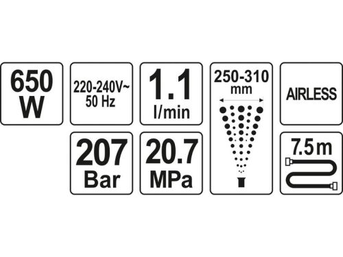 YATO Festékszóró 650 W 1,1 liter/perc