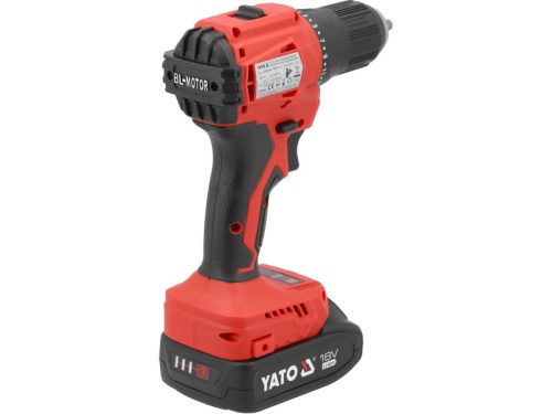 YATO Akkus fúró-csavarozó 45 Nm szénkefe nélküli 18 V (2 x 2,0 Ah akku + töltő)