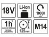 YATO Akkus sarokcsiszoló 125 mm 18 V Li-Ion (akku és töltő nélkül)