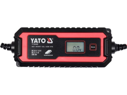YATO Akkumulátor töltő 6/12 V 2/4 A max. 200 Ah LCD kijelző