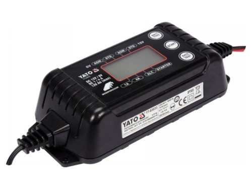 YATO Akkumulátor töltő 6/12 V 1/4 A max. 120 Ah LCD kijelző