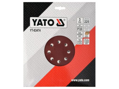 YATO Tépőzáras fíbertárcsa 225 mm / P120 (3 db)
