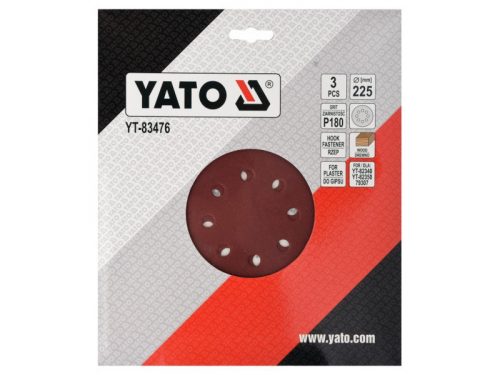 YATO Tépőzáras fíbertárcsa 225 mm / P180 (3 db)