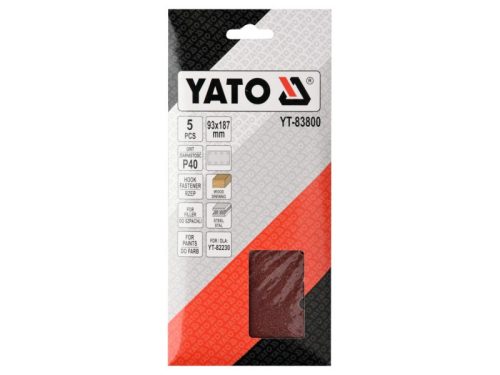 YATO Tépőzáras csiszolópapír 90 x 187 mm / P40 (5 db)